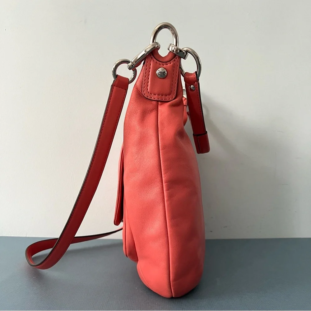 Coach Kirstin Coral Salmon Pink Leather Hobo Shoulder Bag‎